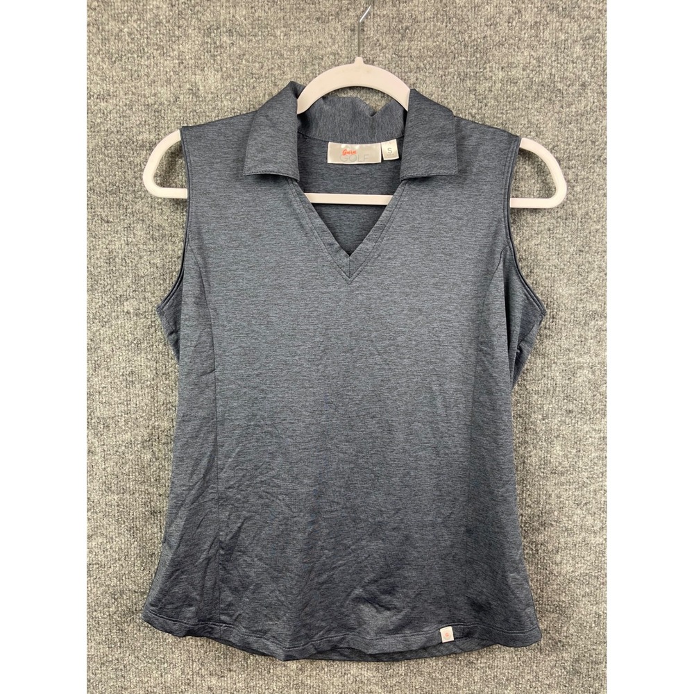 Guru Golf Polo Shirt Womens Small Gray Excellent Sleeveless V-Neck Activewear